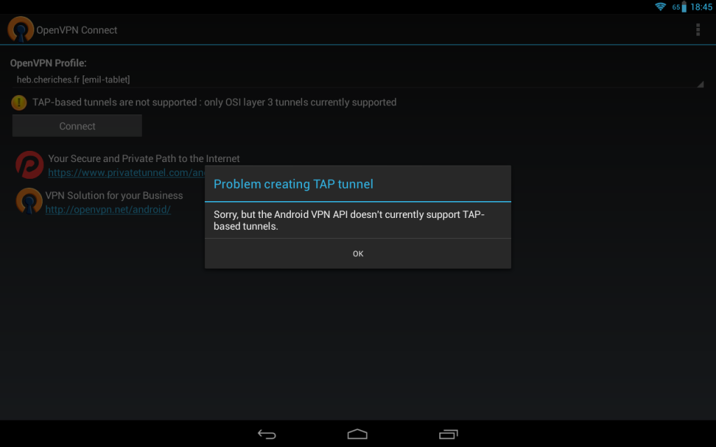 Sorry, but the Android VPN API doesn't currently allow TAP-based tunnels.